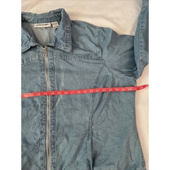 Cathy Daniels Womens 2X Denim Jacket With Rhinestone Accents & Full Zip Front Y2 - Picture 9 of 12